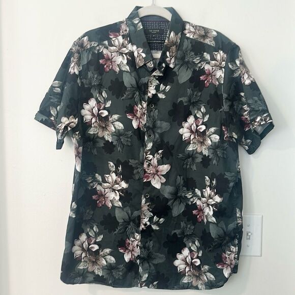Ted Baker London Verre Slim Fit Floral Shirt 6/XL - Picture 2 of 6